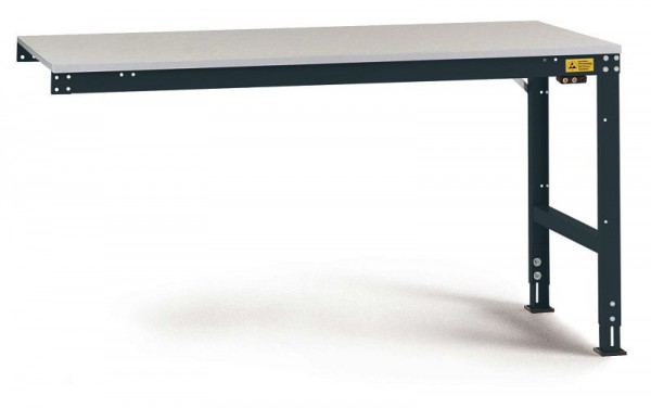 Manuflex ESD-Arbeitstisch UNIVERSAL Standard Anbautisch mit Kautschukplatte, BxTxH = 1000 x 600 x 760-870 mm, Anthrazit, LU6003.7016