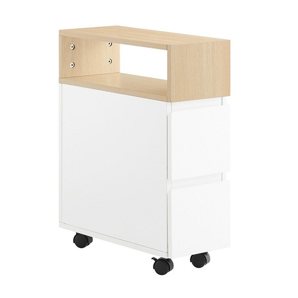 SoBuy Nachttisch mit 2 Schubladen Holzfarbe 50x20x61 cm, Minimalistisch, FBT155-WN