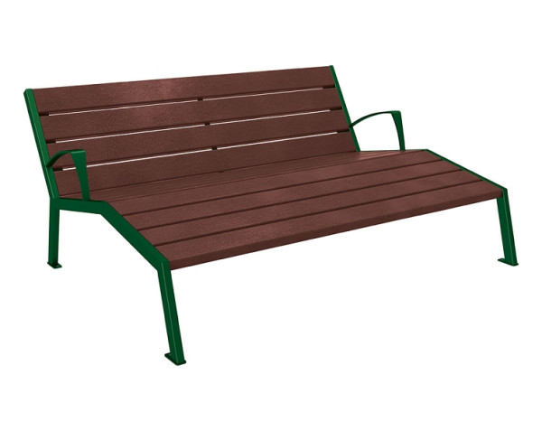 Procity Liegestuhl Silaos®, Mit Armlehne, Stahl & Recycling-Kunststoff, Braun/RAL 6005, 209665.6005