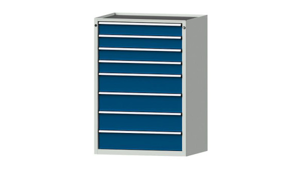 ANKE Werkbänke Schubladenschrank, Modell 4008 V, 910 x 675 x 1280 mm, RAL 7035/5010, Wanne, 611.314