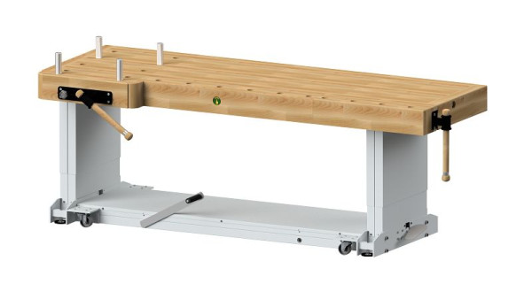 Ulmia Schreinerhobelbank Modell 4, hydraulisch höhenverstellbar 740-1040mm, Plattenmaß ohne Zangen 2000x640mm, inkl. Fahreinrichtung, 4-200 hHV-f