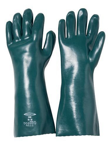 EKASTU Safety Chemikalien-Schutzhandschuhe, baumwollgefüttert, 400mm Stulpe, Kategorie III, Gr.10, VE: 1 Paar, 123-674