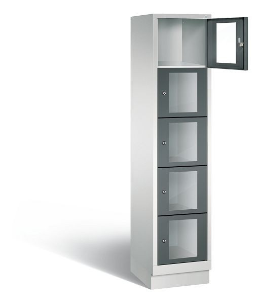 C+P Schließfachschrank Classic, H1800xB420xT500mm, Farbe: Lichtgrau / Anthrazitgrau, 8020A125 S10019