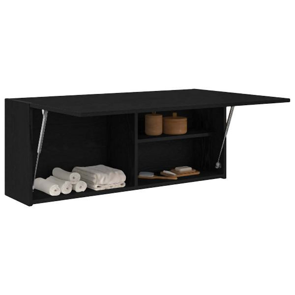 vidaXL Bad-Wandschrank Schwarz 100x25x40 cm Holzwerkstoff, 860104