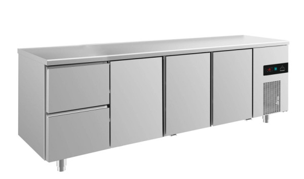 A&S Polarny Kühltisch -2 bis +8°C mit 3x Türen und 1x zwei Schubladen links, 2330 x 700 x 850 mm, KT4ZTTT