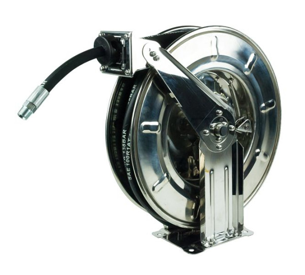Rapid Automatischer Schlauchaufroller komplett in Edelstahl mit 12 m Schlauch DN 10, zur Wand-, Boden- oder Deckenmontage, 09 008