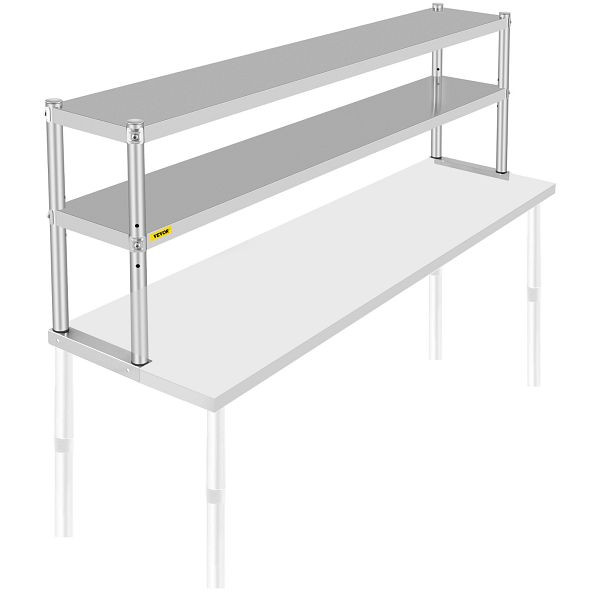 VEVOR Doppel-Aufsatzregal aus Edelstahl, 2-stöckig, 12" x 72" für Zubereitungstisch, CFGZTSJSC12X72YC1V0