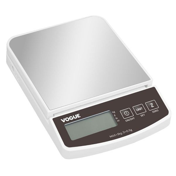 Vogue Elektronische Waage 3kg, Teilung: 0,5g, kg oder lb Modus, HZ320