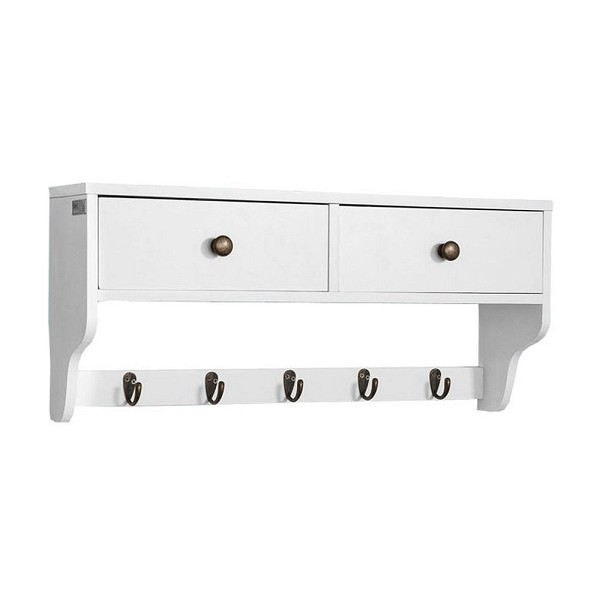 SoBuy Wandgarderobe mit einem Regal Weiß 60x14x27 cm, Modern, FRG178-W
