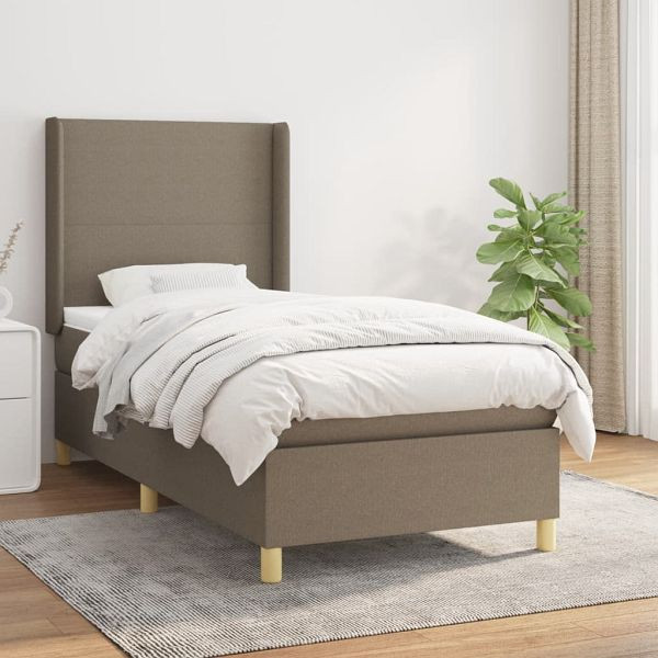 vidaXL Boxspringbett mit Matratze Taupe 90x190 cm Stoff, 3131797