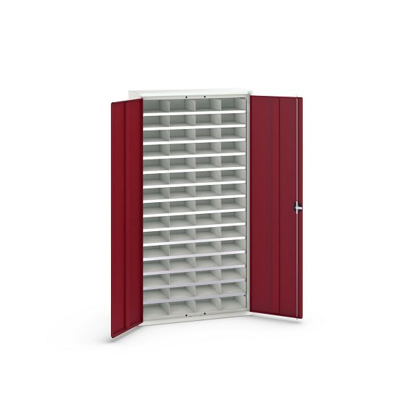 bott verso Fächerschrank, mit 60 Abteilen, BxTxH: 1050 x 350 x 2000 mm, Lichtgrau / Purpurrot, 16926503.24