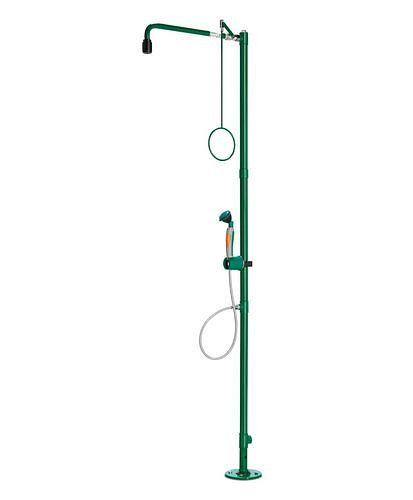 B-SAFETY Körperdusche mit Hand-Augendusche mit 1 Brausekopf, grün, Bodenmontage, BR 833085/75 l, 305290