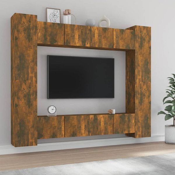 vidaXL 8-tlg. TV-Schrank-Set Räuchereiche Holzwerkstoff, 3114235