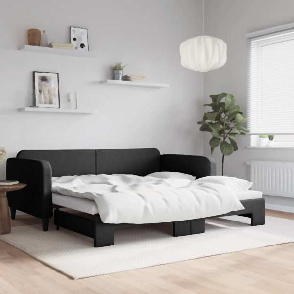 vidaXL Tagesbett Ausziehbar Schwarz 100x200 cm Stoff 3196823 günstig versandkostenfrei online kaufen: große Auswahl günstige Preise