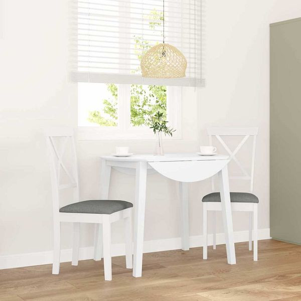 vidaXL Esszimmerstühle mit Kissen 2 Stk. Weiß Massivholz Gummibaum, 4102405