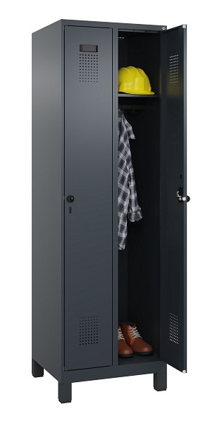 C+P Spind Evolo PLUS, mit Füßen, 2 Abteile, 1950x600x500mm, 7016/7016, Verschluss Drehriegel, Ablageböden 2, 049010-20 S10016