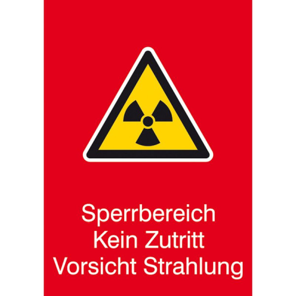 Stein HGS Strahlenschutzschild mit Warnzeichen und Zusatztext, Sperrbereich Kein Zutritt Vorsicht Strahlung, 43.2125