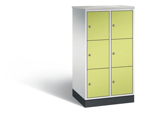 C+P Schließfachschrank Intro, H1255xB620xT490mm, Farbe: Lichtgrau / Viridingrün, 8573-201 S10240