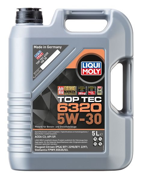 LIQUI MOLY Motoröl Top Tec 6320 5W-30, Kanister Kunststoff, VE: 5 Liter, 23158