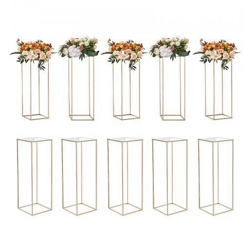 VEVOR 10er-Set Blumenhocker Eckig 28x28x80cm Eisen Beistelltisch Modern Gold-Galvanisierung Metallständer für Dekoration von Bars, HLHJLFTJXKYLGS0OLV0