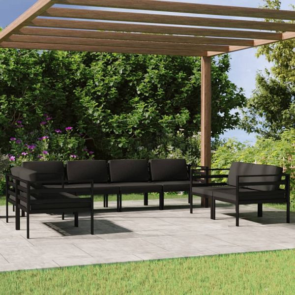 vidaXL 8-teilig Garten-Lounge-Set mit Kissen Aluminium Anthrazit, 3107798