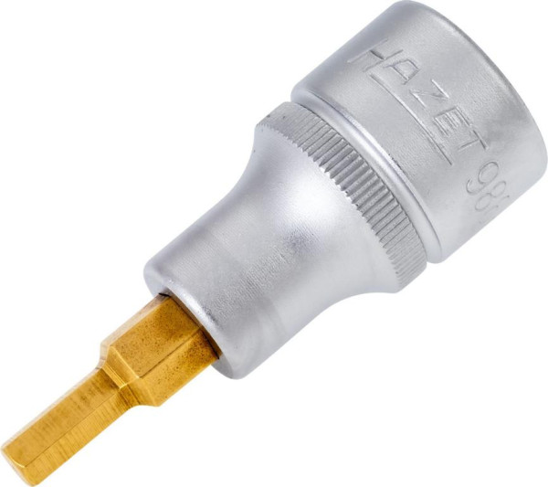 Hazet Schraubendreher-Steckschlüsseleinsatz, Vierkant hohl 12,5 mm, Innen-Sechskant Profil, 5 mm, Kurze Ausführung Mit Rändelung, 986-5