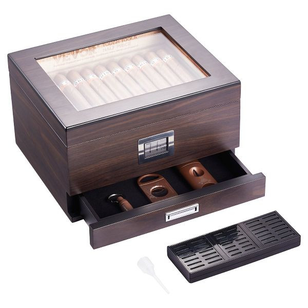 VEVOR 30-50 Zigarren-Humidor Glasplatte Zedernholz-Zigarrenkiste Schublade, XQBSJMTKJ3055E7JTV9