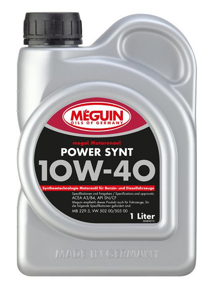 Meguin megol Motorenöl Power Synt SAE 10W-40, Kanister Kunststoff, VE: 1 Liter, 4804