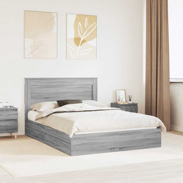 vidaXL Bettrahmen Graues Sonoma 160 x 200 cm Holzwerkstoff, 3410233