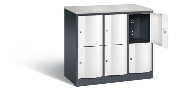 C+P Schließfachschrank Resisto, H1077xB1148xT540mm, Farbe: Schwarzgrau / Verkehrsweiß, 8472-372 S10146