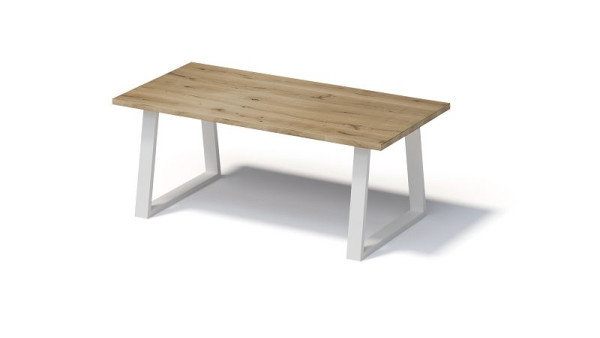 Bisley Fortis Table Regular, 2000 x 1000 mm, gerade Kante, geölte Oberfläche, T-Gestell, Oberfläche: natürlich / Gestellfarbe: verkehrsweiß, F2010TP396