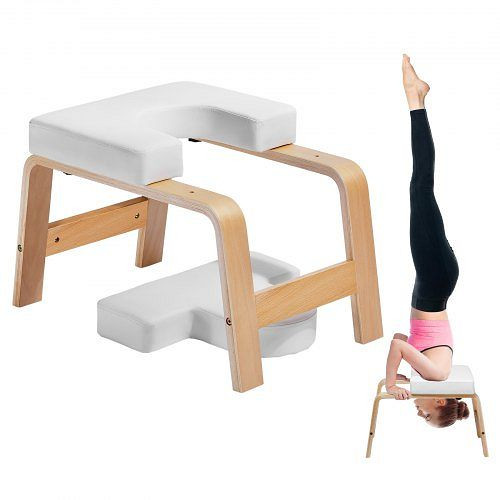 VEVOR Yoga Kopfstandbank Inversionsstuhl Übungstraining 136kg Weiß Birkenholz, YJDLDBSHMDCBVR2H9V0