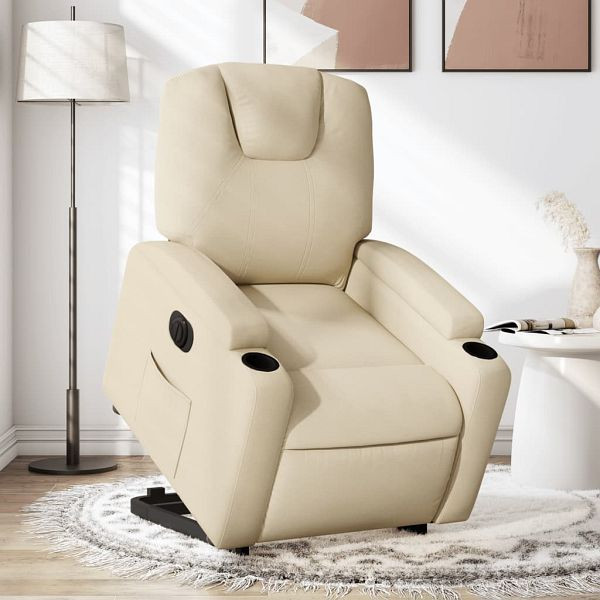 vidaXL Relaxsessel mit Aufstehhilfe Elektrisch Creme Stoff, 3204401