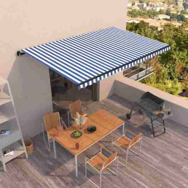 vidaXL Markise Manuell Einziehbar 500x350 cm Blau und Weiß, 3069216