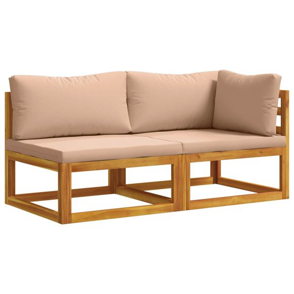 vidaXL Ecksofa mit Kissen 100 % Polyester Solid-Acacia Natur, 42028334