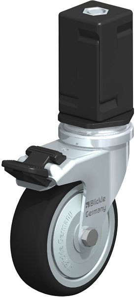 Blickle LRA-PATH 75K-FI-FK-EV07 Apparate-Lenkrolle mit Expander & Feststeller, Thermoplastisches Polyurethan, Grau, 848648
