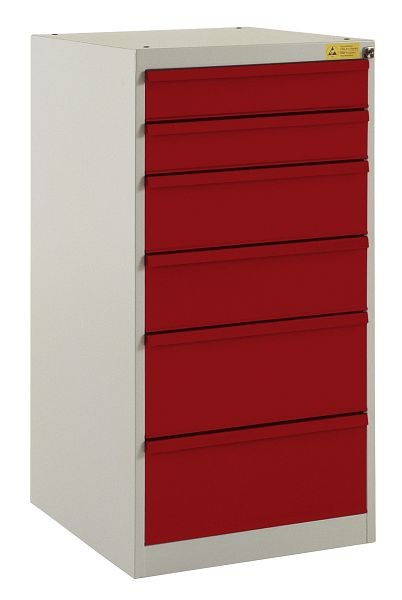 Manuflex ESD-Schubfachschrank BASETEC Stationär, Nutzhöhe 900 mm mit 6 Schubfächern, in rubinrot RAL 3003, LS1042.3003