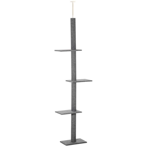 PawHut Kratzbaum Deckenhoch, 228-260 cm Höhenverstellbarer Katzenbaum Kletterbaum, D30-296V02GY