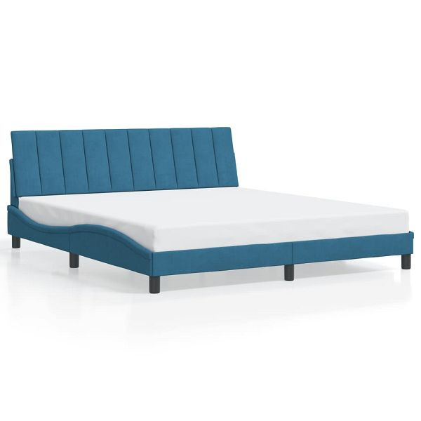 vidaXL Bettgestell mit LED-Leuchten Blau 180x200 cm Samt, 3213797