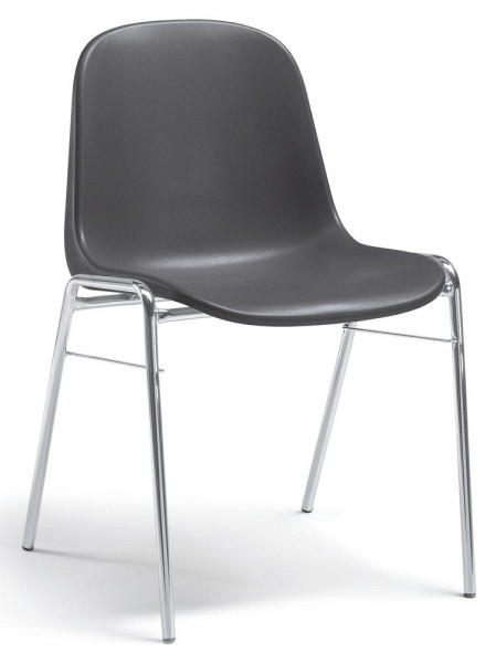 Deskin Besucherstuhl HIP, 4-Fuß Gestell verchromt, Polyamidschale, Farbe anthrazit, VE: 4 Stück, 209355