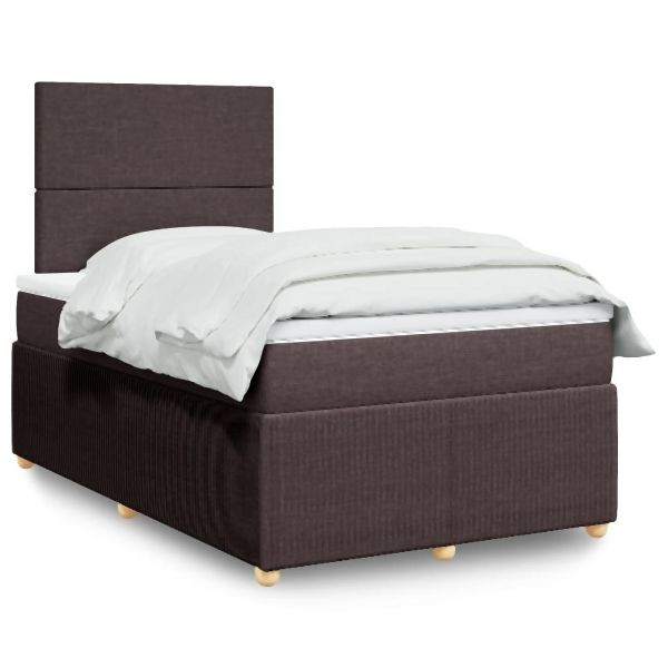 vidaXL Boxspringbett mit Matratze Dunkelbraun 120x190 cm Stoff, 3294291