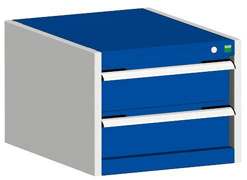 bott cubio Schubladenschrank bestückt mit 2 Schubladen BxTxH: 525 x 650 x 400 mm, RAL 7035/5010, 40018005.11V