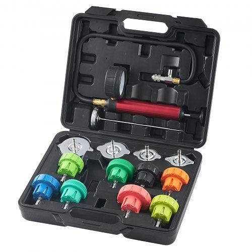 VEVOR 14-tlg. Kühlerkühlmittel-Druckprüfer-Set inkl. Thermometer, 4 Metalladapter, 8 Prüfkappen, Kühlsystemtester, SRQLQYYLCSY192TC2V0
