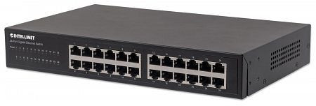 INTELLINET 24-Port Gigabit Ethernet Switch, 24 x 10/100/1000 Mbit/s RJ45-Ports, IEEE 802.3az, Desktop, 19" Rackmount, Metall, 561273