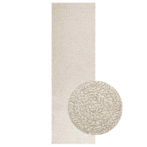 vidaXL Teppich ZIZUR Creme 80x250 cm Jute-Optik Indoor und Outdoor, 4010374