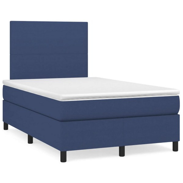 vidaXL Boxspringbett mit Matratze & LED Blau 120x190 cm Stoff, 3270189