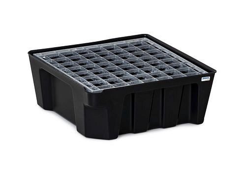 DENIOS base-line Kleingebindewanne base-line aus Polyethylen (PE), mit Ablauf und verzinktem Gitterrost, 14 Liter, 290890