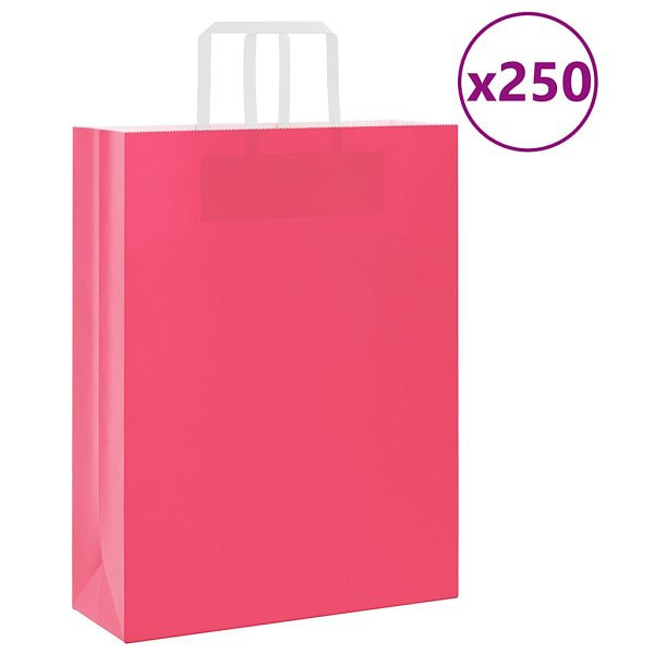 vidaXL Papiertragetaschen 250 Stk. mit Henkeln Rosa 32x12x42 cm, 4101900