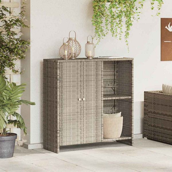 vidaXL Badschrank mit Speicher Hellgrau 100 x 36 x 102 cm Rattan, 4103825