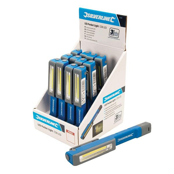 Silverline LED-Taschenlampen, Verkaufsdisplay, 12 Stück COB-LED, 1,5 W, 753301